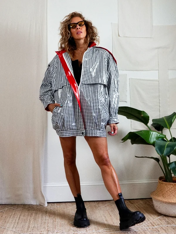 Reduced Prices sporty puffer jacketVintage 80's Houndstooth Rain Jacket