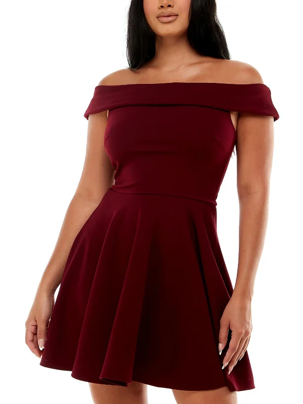 Sneak Peek Sale stylish party dressJuniors Womens A-Line Mini Fit & Flare Dress
