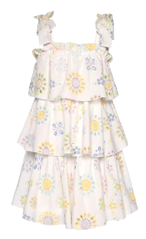 Extra Savings fitted cocktail dressBaby Sara - Pastel Embroidered Eyelet Tiered Dress