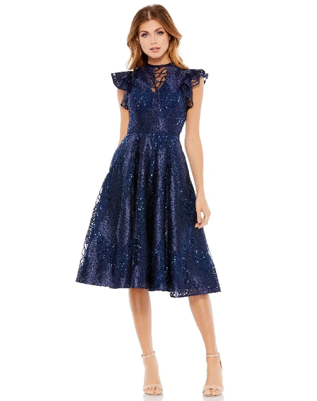 Deal Frenzy formal dressMac Duggal 12467 Short Flutter Sleeve Cocktail Dress