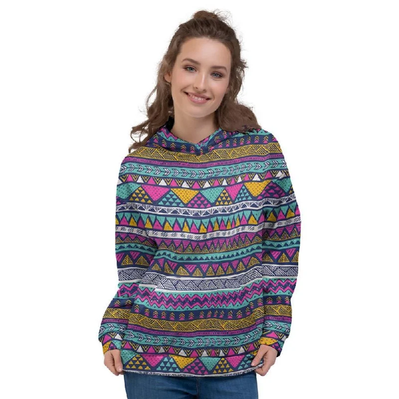 Crazy Deals Multicolor Indian Aztec Geometric Art Women's Hoodie