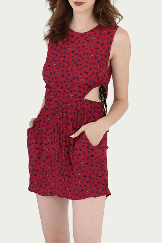 Closeout formal dressCutout Floral-Print Gauze Mini Dress In Red