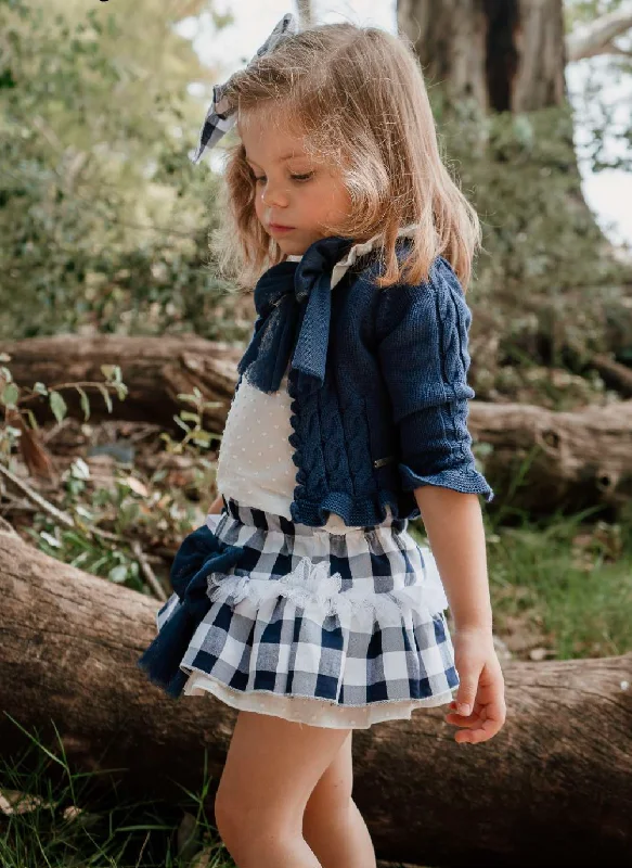 Extra Savings casual evening dressBlue and White Check Three Piece Set
