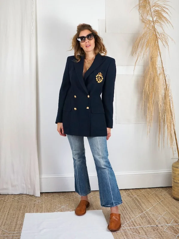 New Deals fashionable utility jacketVintage Classic Ralph Lauren Crest Blazer