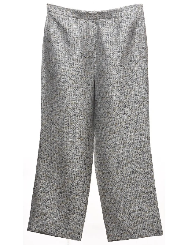 Blowout Deals high-quality jacketSilver Metallic Patterned Trousers - W33 L29