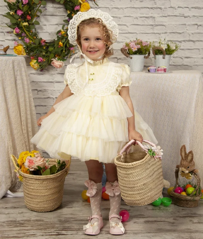 Now or Never off-shoulder dressPale Yellow Ruffle Dress