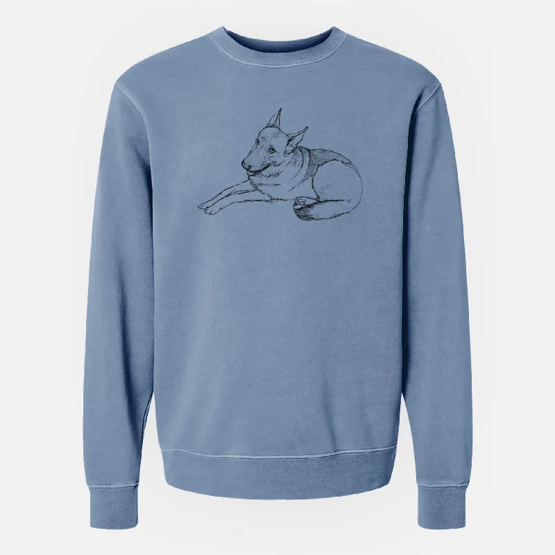 Great Deals breathable workout hoodieDoodled Zeussy the German Shepherd - Unisex Pigment Dyed Crew Sweatshirt