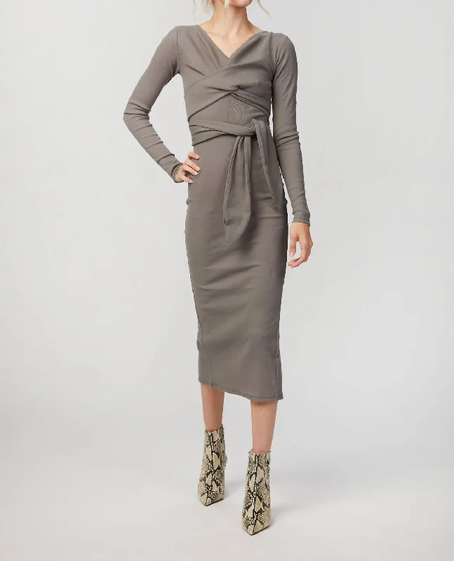 Discount Mania pleated maxi dressSaloma Ii Wrap Dress In Grey