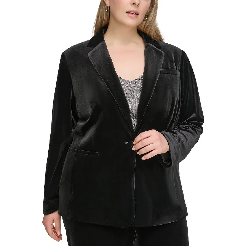 Huge Discounts functional jacketPlus Womens Collar Velvet One-Button Blazer