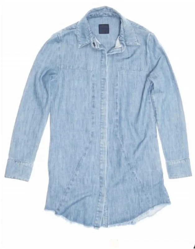 Don't Wait elegant shift dressGenevieve Industrial Shirt Dress In Denim