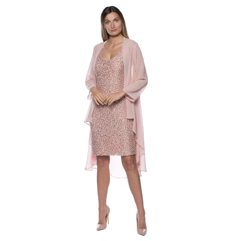 Season Finale Sale silk dressMarina  Short Chiffon Jacket Sequin Dress
