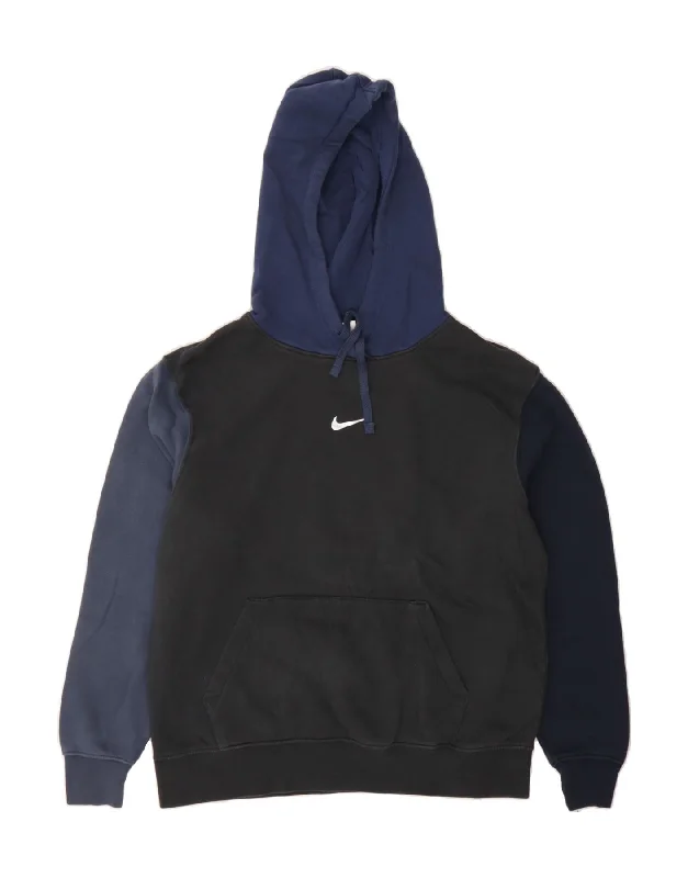 Discount Days NIKE Mens Hoodie Jumper Medium Black Colourblock Cotton