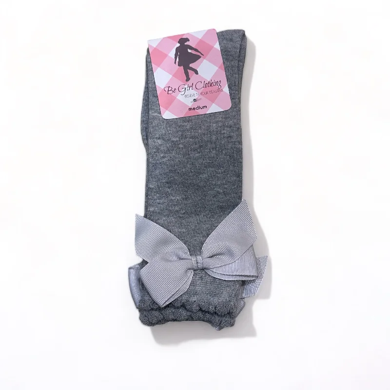 While Supplies Last lace-up dressCotton Gray Bow Sock