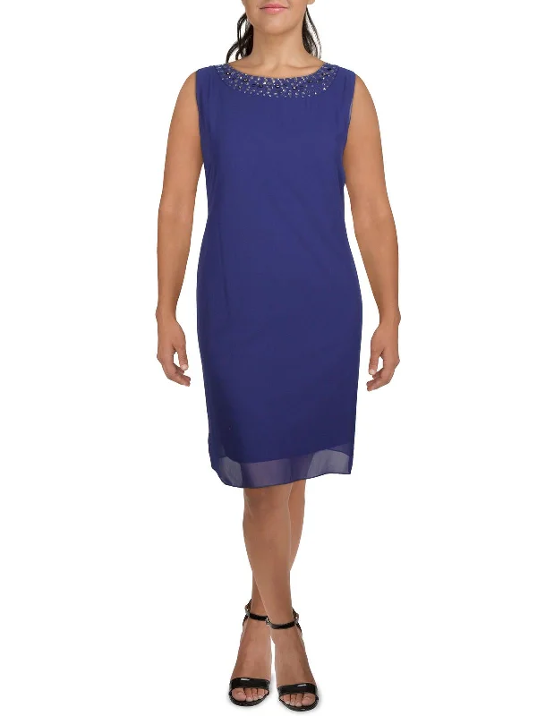 Sale Event structured dressPlus Womens Chiffon Embellished Shift Dress