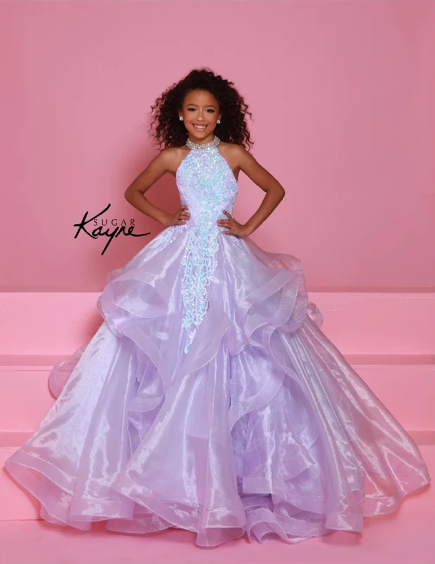 Special Discount sophisticated dressSugar Kayne C371 Girls Pageant Dress Sequin  Rufffle A Line Ballgown High Neck Layered