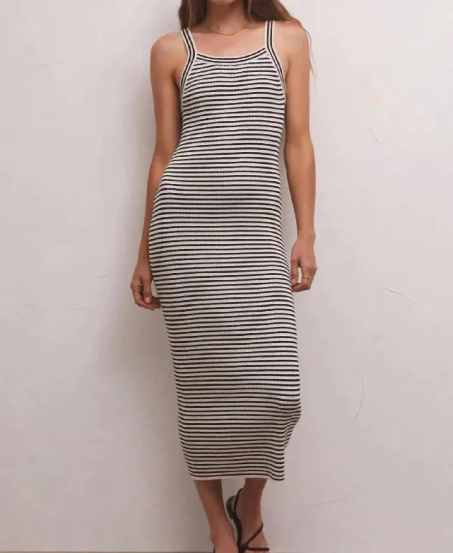 Buy Now sleek midi dressBrooks Striped Dress In Black