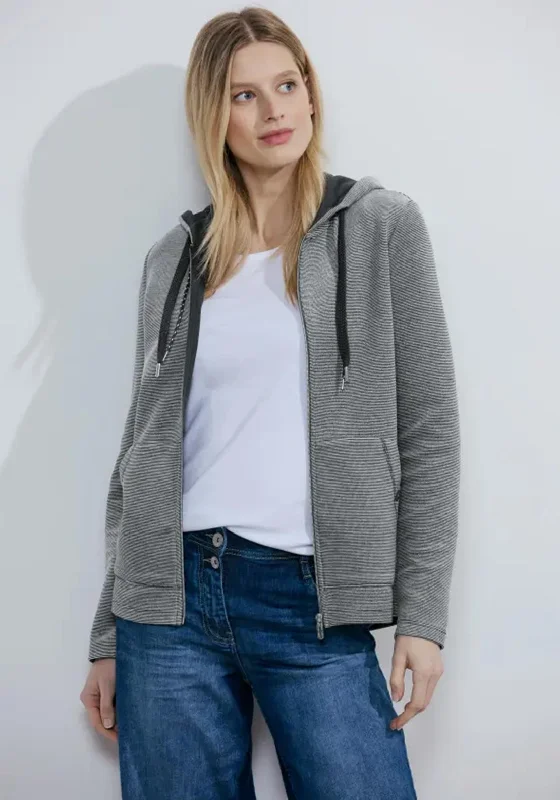 Quick Sale warm hoodieCecil Stripe Design Sweater Jacket, Navy