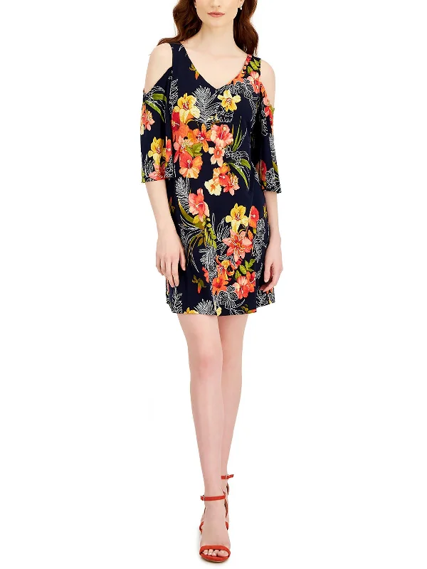 Massive Deals flowy dressPetites Womens Cocktail Midi Fit & Flare Dress
