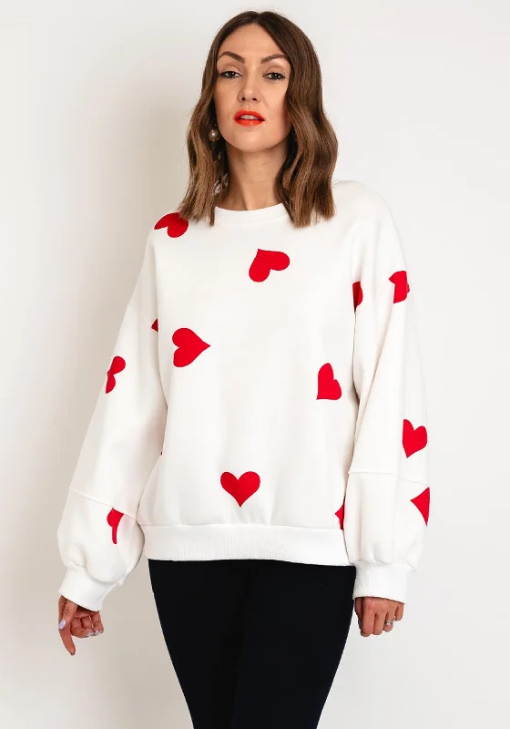 Value Deals comfortable hooded sweatshirtSerafina Collection One Size Heart Print Sweatshirt, White & Red Value Deals comfortable hooded sweatshirtSerafina Collection One Size Heart Print Sweatshirt, White & Red