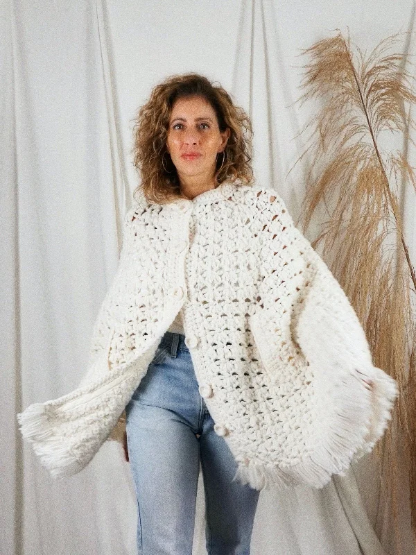 Today’s Deal warm jacketVintage Vanilla Crochet Fringe Cape