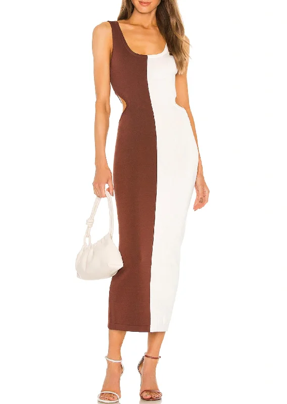 Markdown Madness minimalistic dressAngua Knit Dress In Eggshell/shaved Chocolate
