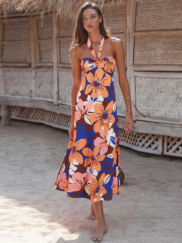 Special Savings office dressPrinted Halter Neck Midi Cami Dress