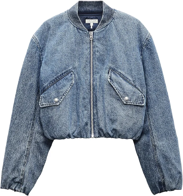 Today’s Deal trendy coat jacketrag & bone Women's Maggie Cropped Denim Bomber Jacket, Amara Today’s Deal trendy coat jacketrag & bone Women's Maggie Cropped Denim Bomber Jacket, Amara