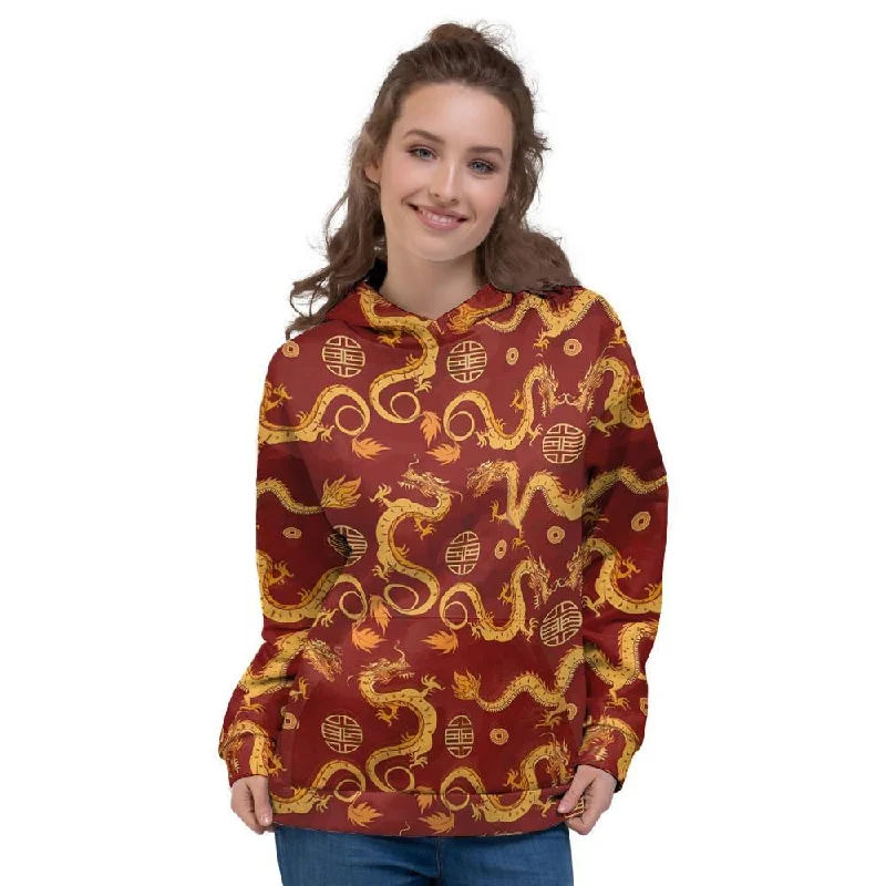 Shop and Save Red Chinese Dragon Women's Hoodie