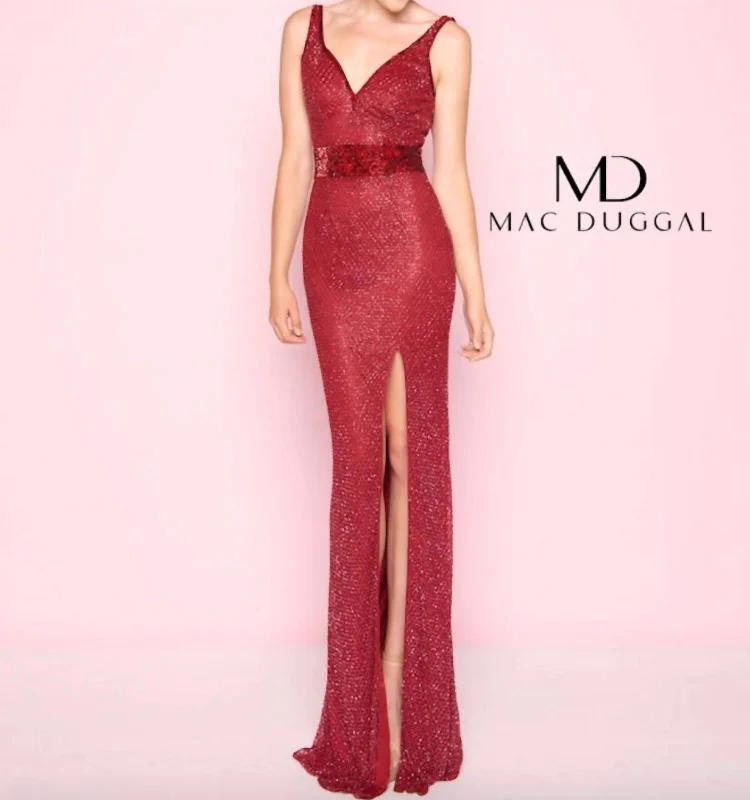 Steals and Deals boho-chic dressSleeveless Beaded Gown In Red