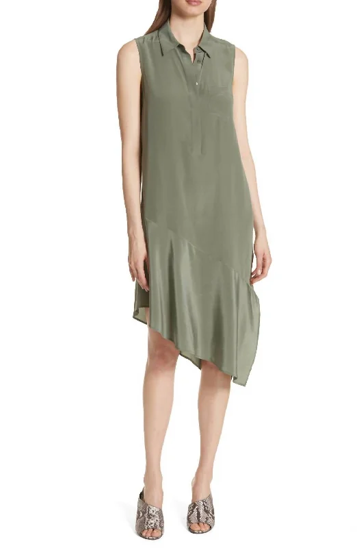 Super Bargain vintage dressTira Silk Asymmetrical Dress In Camouflage