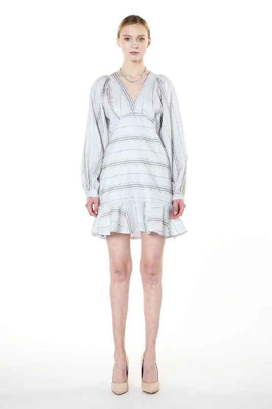 Great Bargains statement dressLong Sleeve V Neck Ruffle Mini Dress