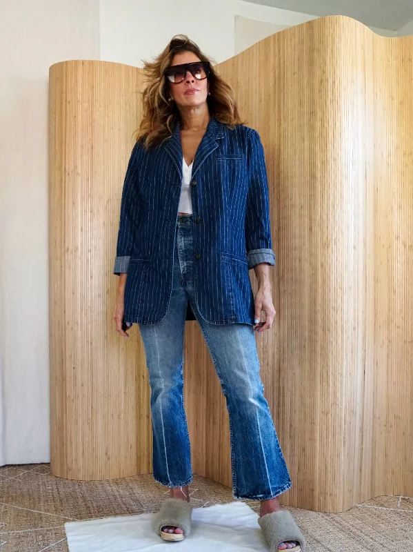 Huge Savings oversized jacketVintage Denim Pinstripe Blazer