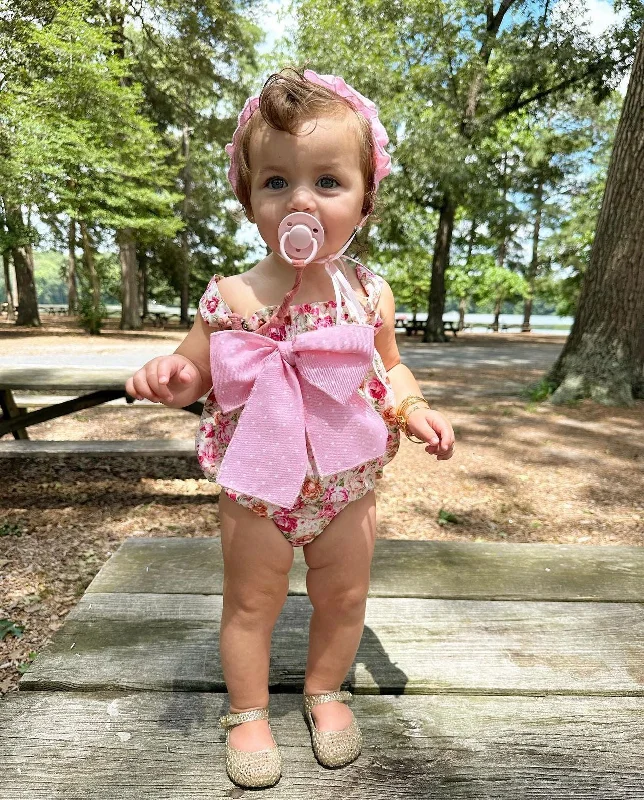 Clearance Event party dressFloral Romper and Bonnet