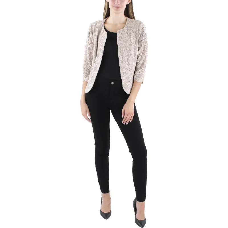 Exclusive Deal trendy coat jacketPetites Womens Lace Glitter Jacket