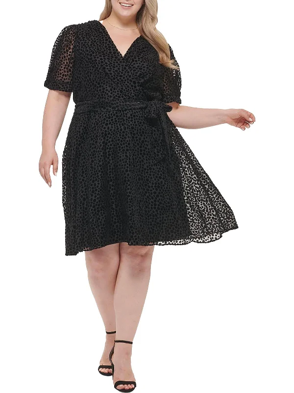 Special Buy floral wrap dressPlus Womens Causal Textured Midi Dress