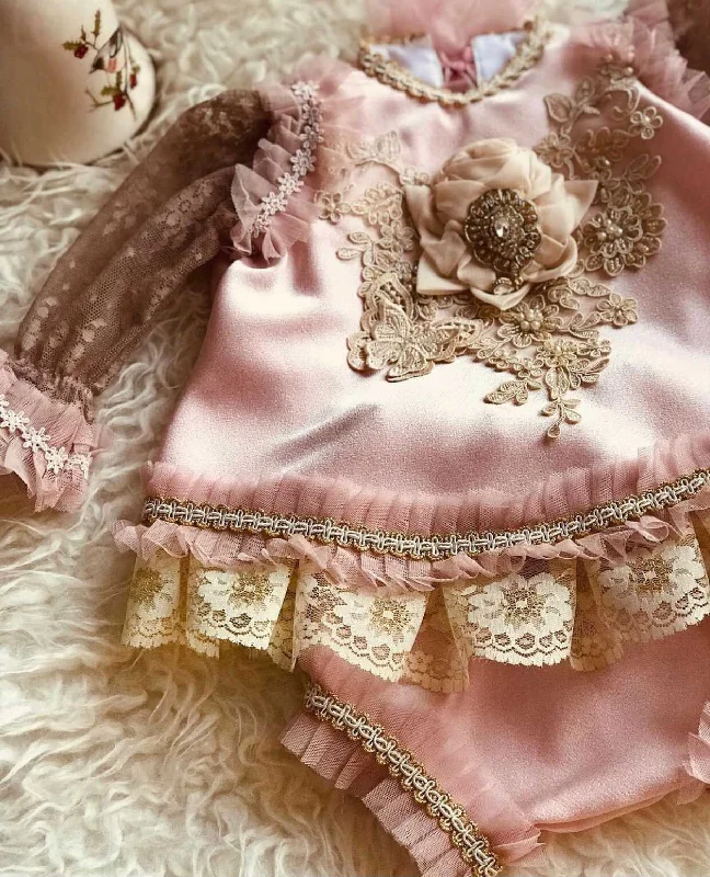 Best Bargains pleated dressSatin Baby Set