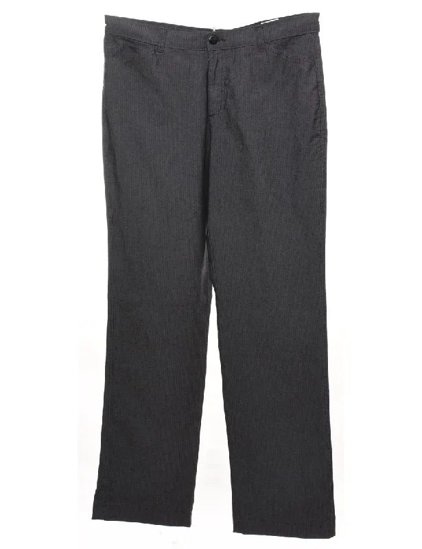 Price Smash cool leather jacketLee Grey Classic Striped Trousers - W35 L33