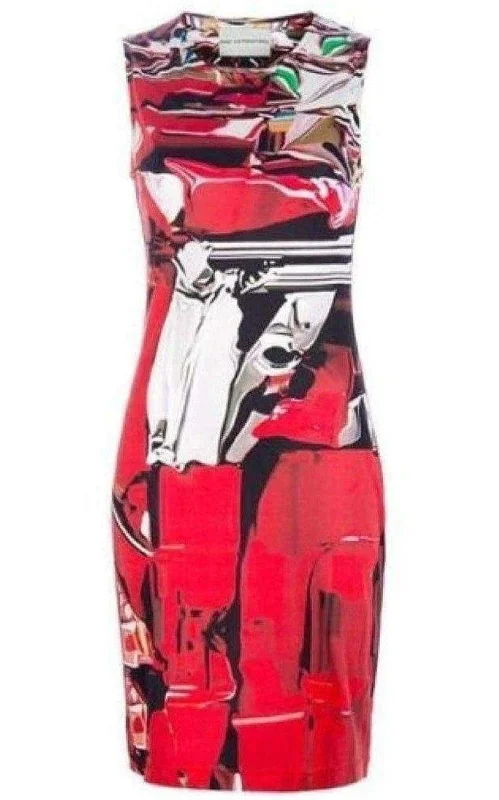 Members Only long sleeve dressSleeveless Print Silk Dress