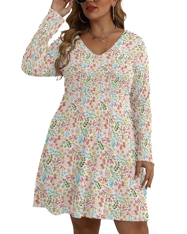 Today's Special tiered dressGarden Gala Floral V-neck Long Sleeve Dress