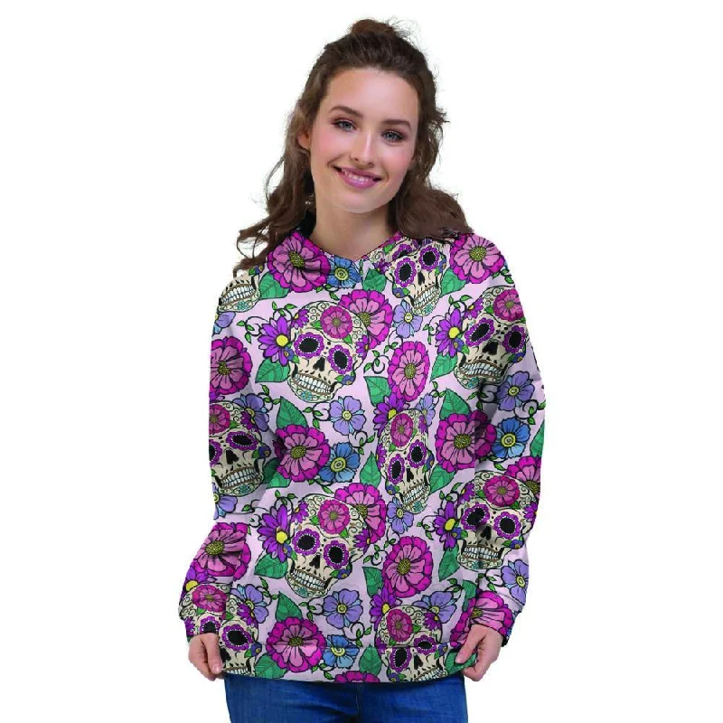 Reduced Prices Pink Sugar Skull Floral Women's Hoodie