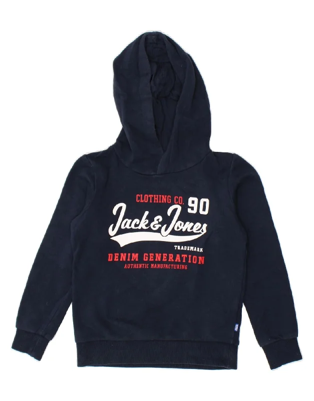 Huge Discounts JACK & JONES Boys Graphic Hoodie Jumper 7-8 Years Navy Blue Cotton