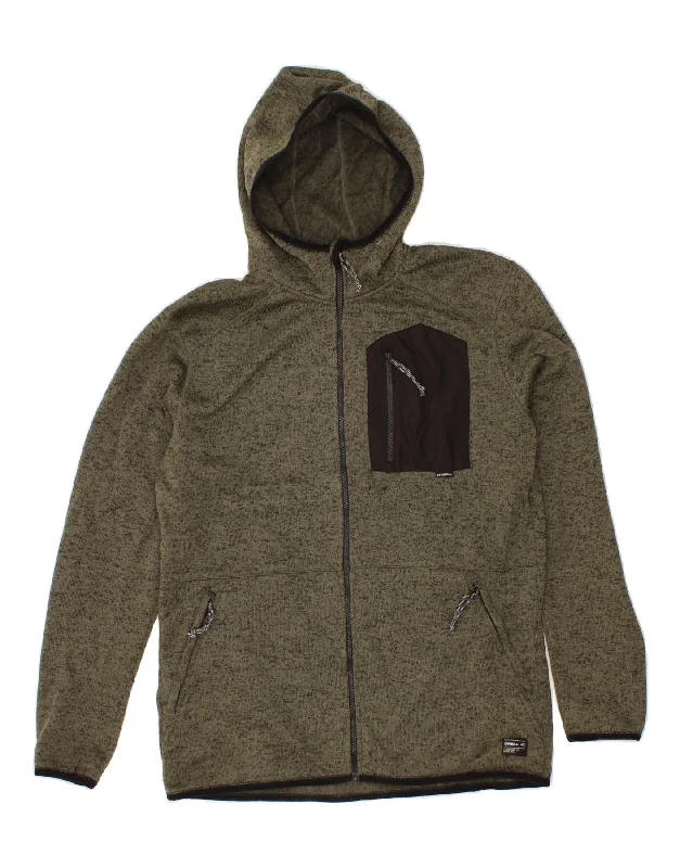 Take Advantage O'NEILL Mens Zip Hoodie Sweater 2XL Khaki Colourblock Polyester
