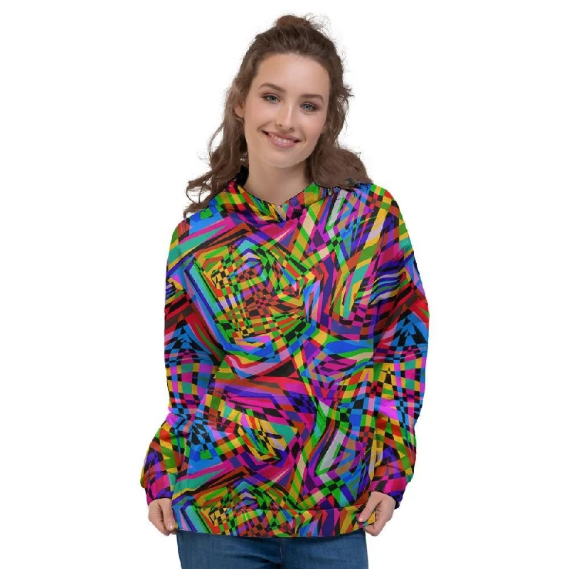 Deal Mania Psychedelic Geometric Multicolor Women's Hoodie