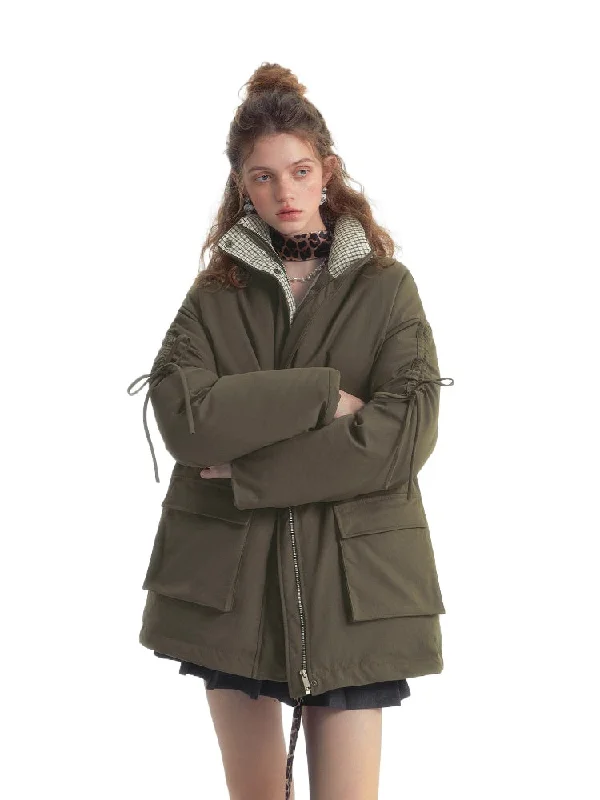 YEAR-End Clearance comfortable jacketDrawstring Bow Outdoor Down Jacket