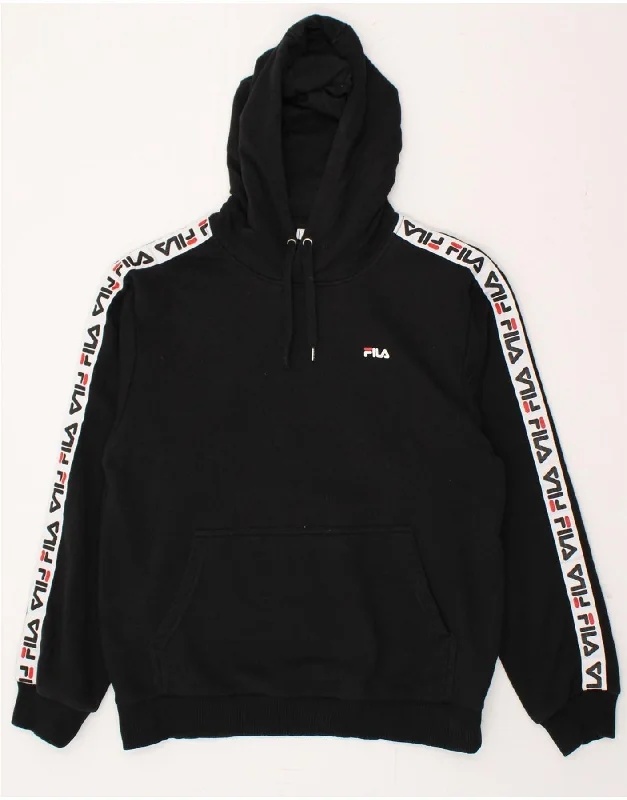 Today’s Deal FILA Mens Graphic Hoodie Jumper Medium Black Colourblock Cotton