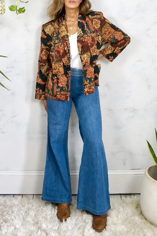Price Cut fitted bomber jacketVintage Paisley Satin Blazer