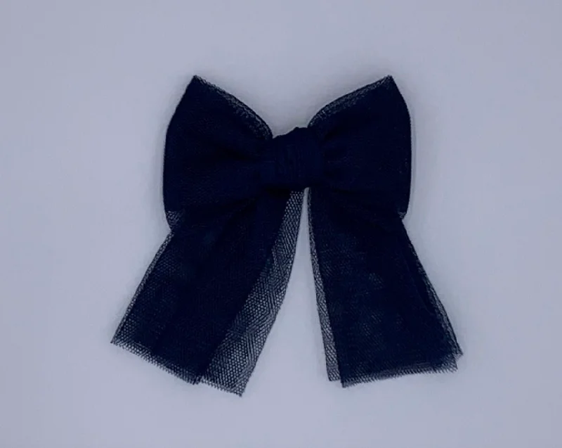 Deep Discounts satin midi dressTulle Bow Clip in White or Navy