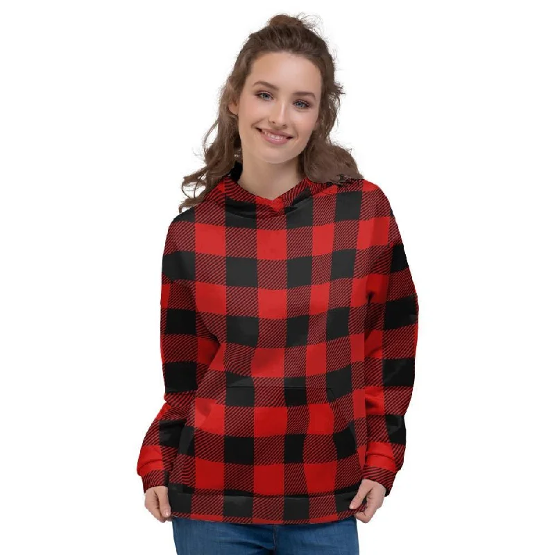 Daily Deals Red Plaid Women's Hoodie
