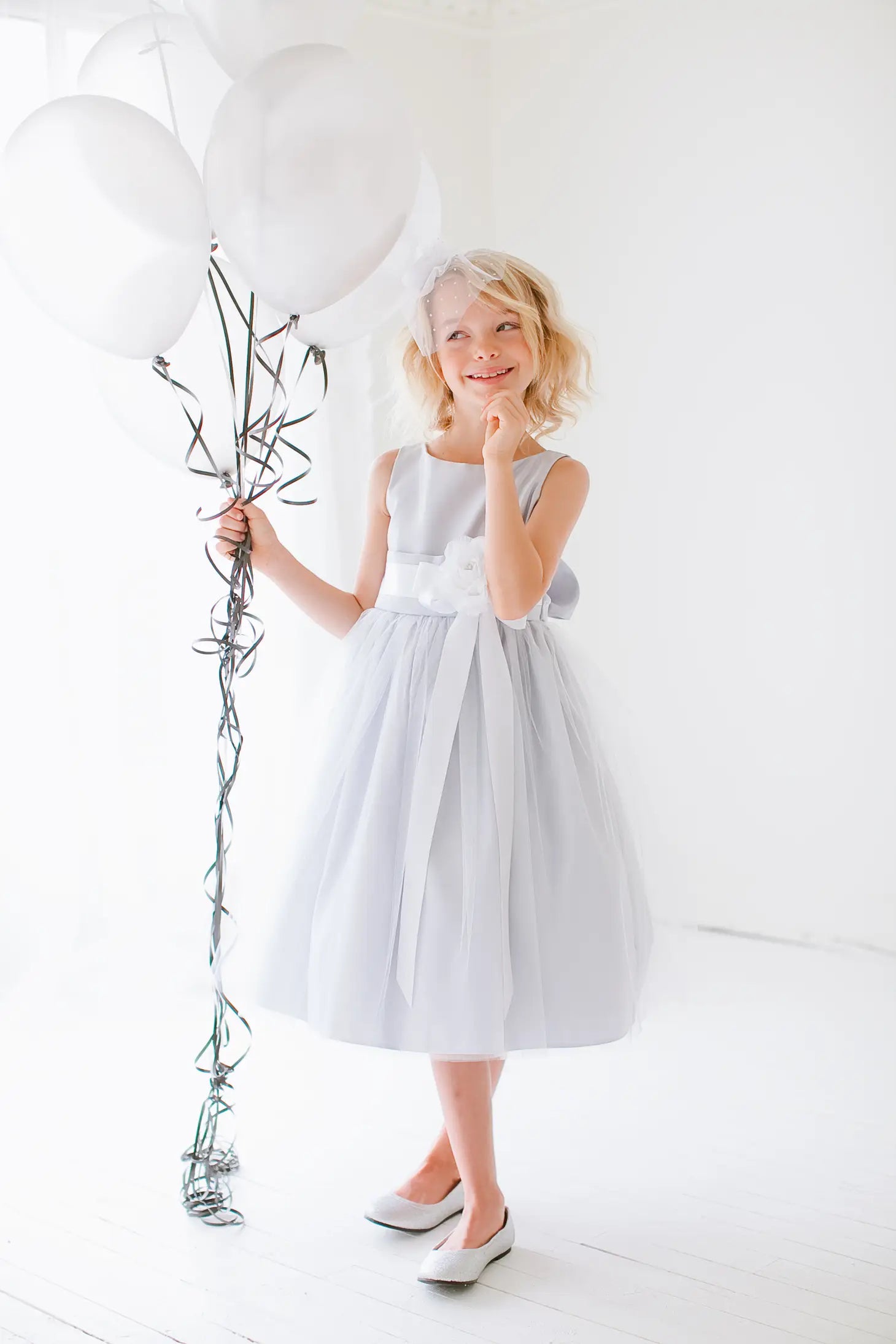 Instant Discount casual summer dressSilver Gray Satin Dress