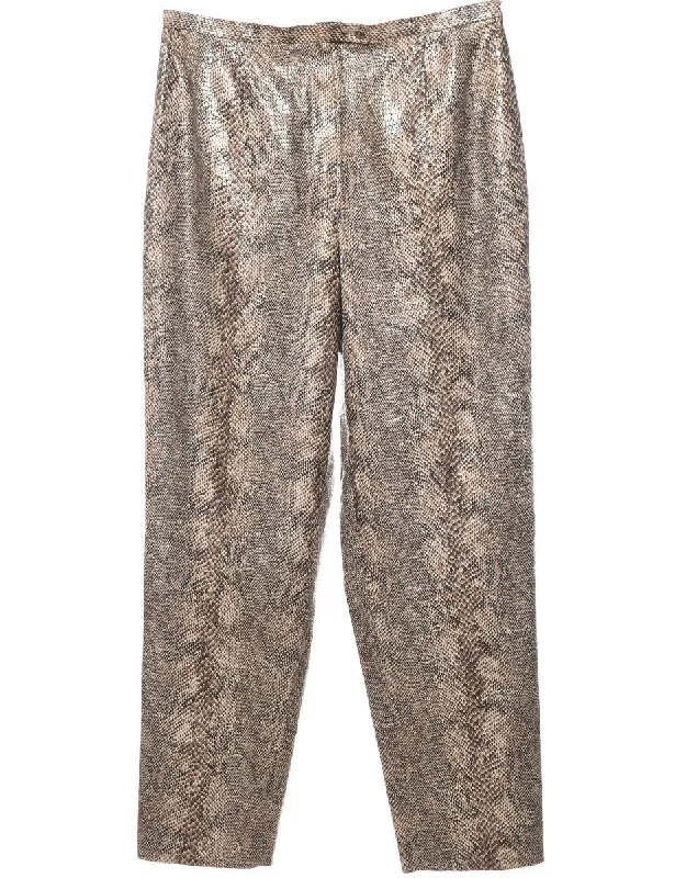 Act Now stylish zip jacketSnakeskin Pattern Brown Tapered Trousers - W32 L31